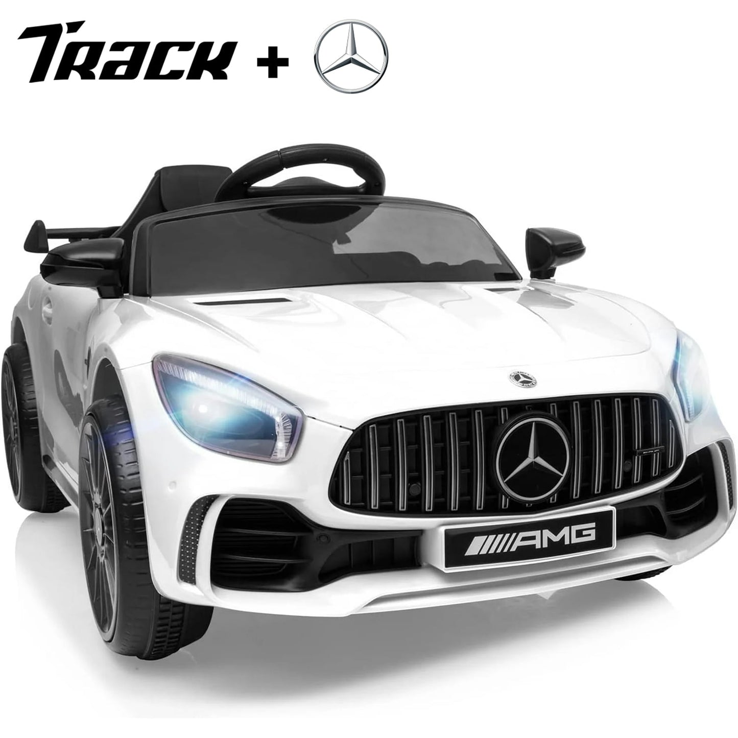 Track 7 Ride on Car with Remote Control, 12V Licensed Benz Electric Car for Kids Age 3+, AUX/FM/USB, Kids Ride on Toy Car, Green