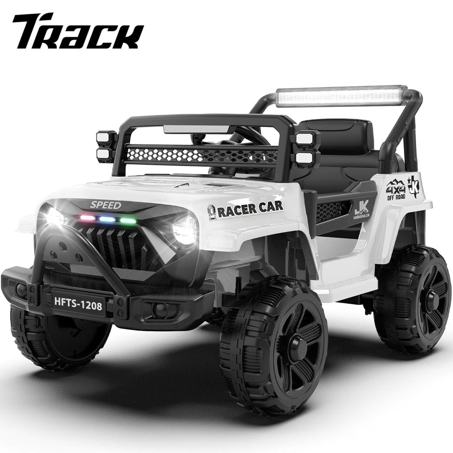 Track Seven 12V Ride on Truck for Kids, 12V Kids Electric Car w/Remote Control, USB, Bluetooth, Microphone Jack, Power Display, Lights, Battery Powered Ride on Car for Boys Girls, Red