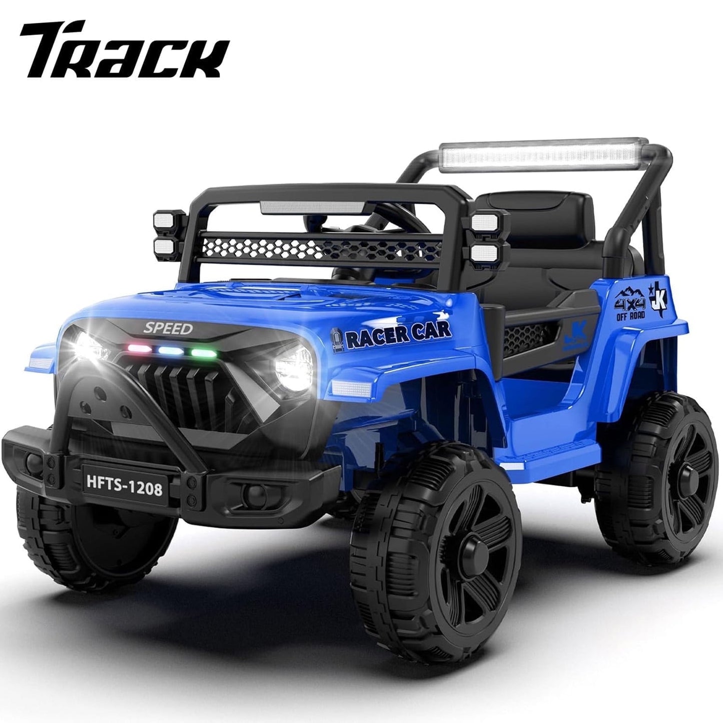 Track Seven 12V Ride on Truck for Kids, 12V Kids Electric Car w/Remote Control, USB, Bluetooth, Microphone Jack, Power Display, Lights, Battery Powered Ride on Car for Boys Girls, Red