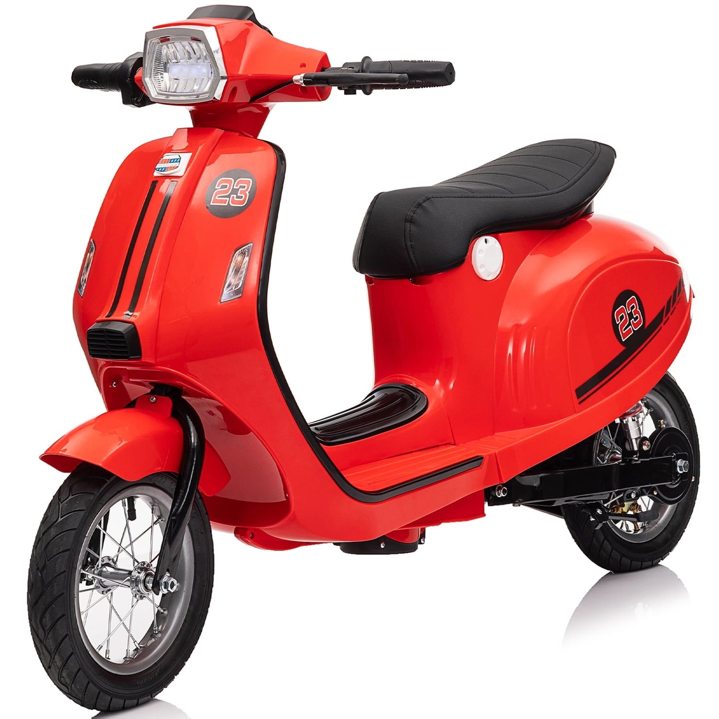 Track Seven 24V Ride on Motorcycle 250W Electric Motorcycle, Max Speed 10 Mph, Twist-Grip Throttle, 2 Speeds, MP3 Player, Bluetooth, Ride on Toy Car for Boys Girls Age 8+, Red
