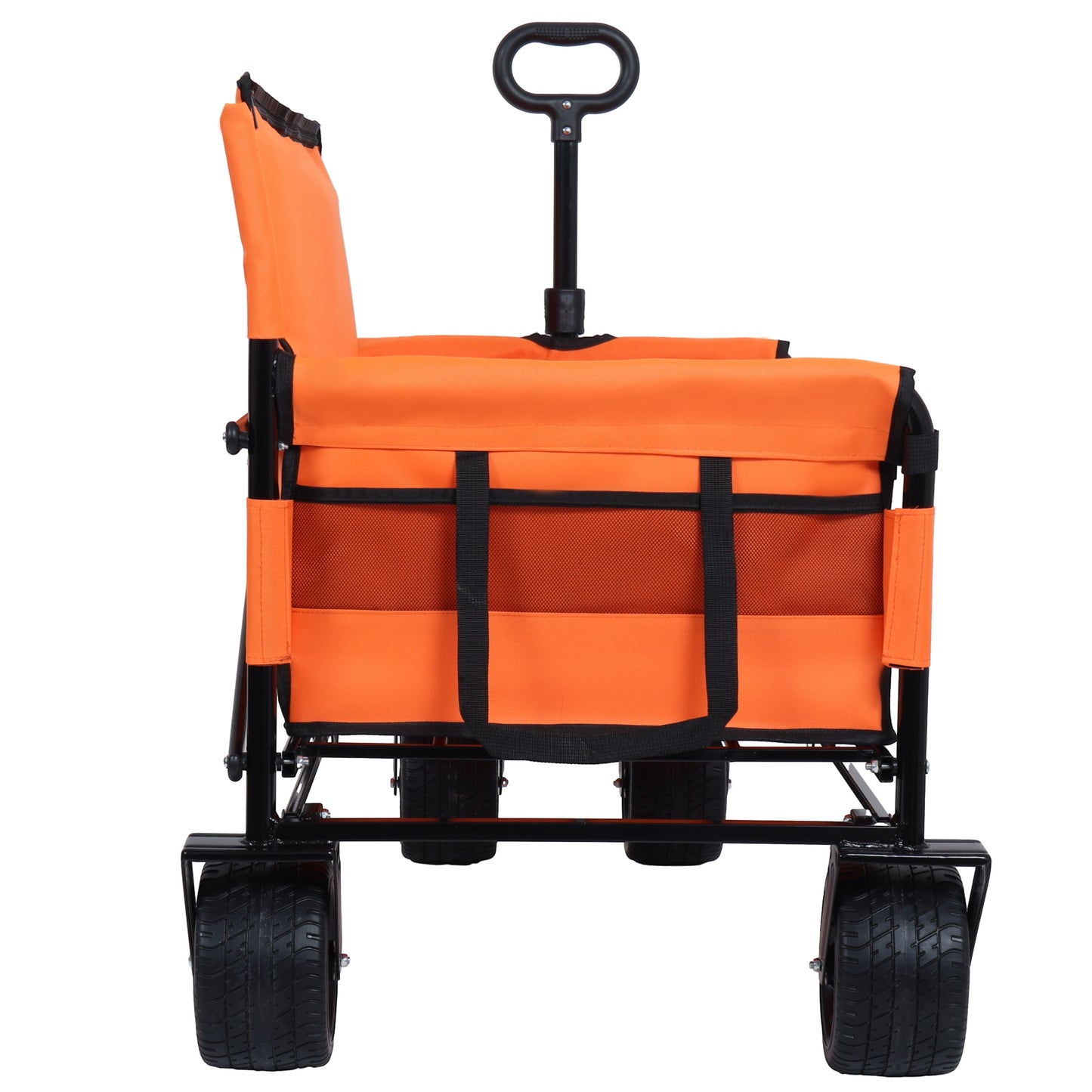 COOKCOK 3-in-1 Convertible Folding Wagon Cart with Bench Seat, 500lbs Heavy Duty Utility Wagon with Adjustable Handle, 180L Capacity All-Terrain Wheels for Camping, Beach, Garden, Dark Blue