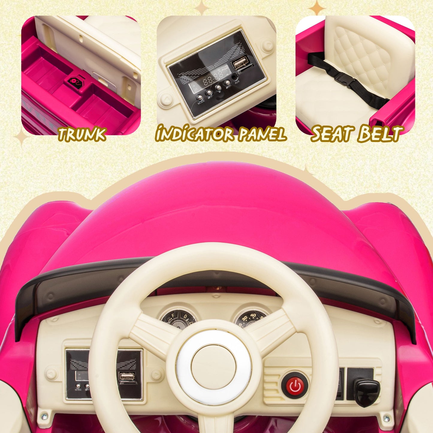 Track Seven 12V Kids Ride on Car, Licensed Chevrolet 3100 Pickup Electric Car with Remote Control, LED Lights, Bluetooth, Power Indicator, Storage, Kids Ride on Truck Toy for Boys Girls Age 3+, Pink