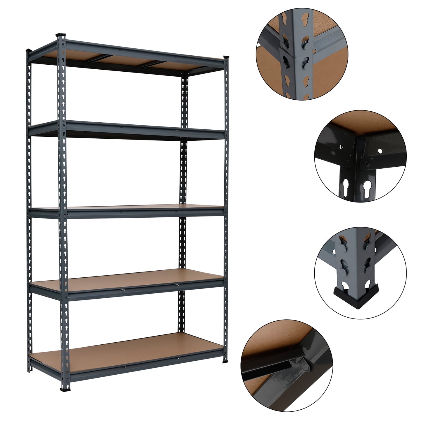 COOKCOK Storage Shelving Unit, 5 Tier Metal Shelf, 43.3“x17.7"x71, Adjustable Garage Storage Shelf, Heavy Duty Shelving Utility Shelf, 1500lbs Capacity, Grey