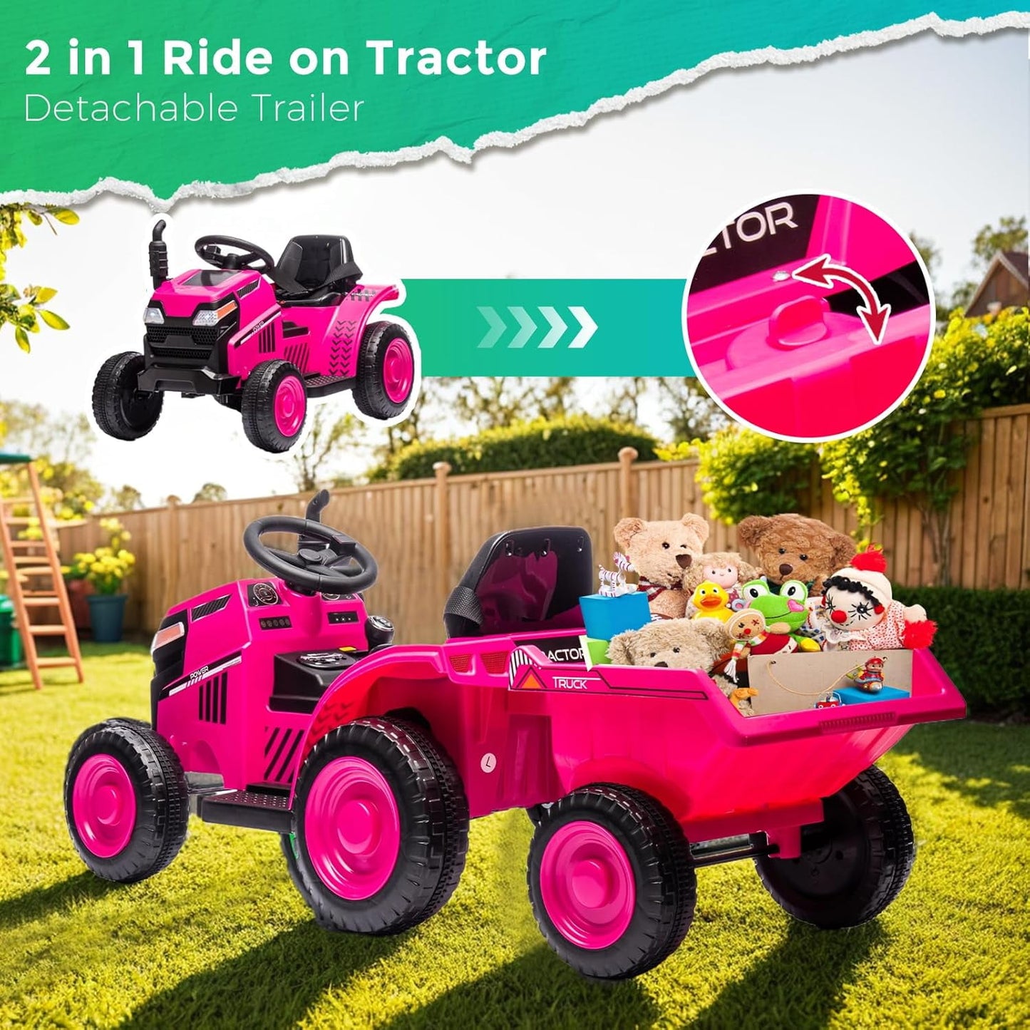 Track 7 Ride on Car with Remote Control, 12V Toyota Tacoma Electric Car for Boys Girls Age 3+, AUX/FM/USB, Storage Truck, Grey