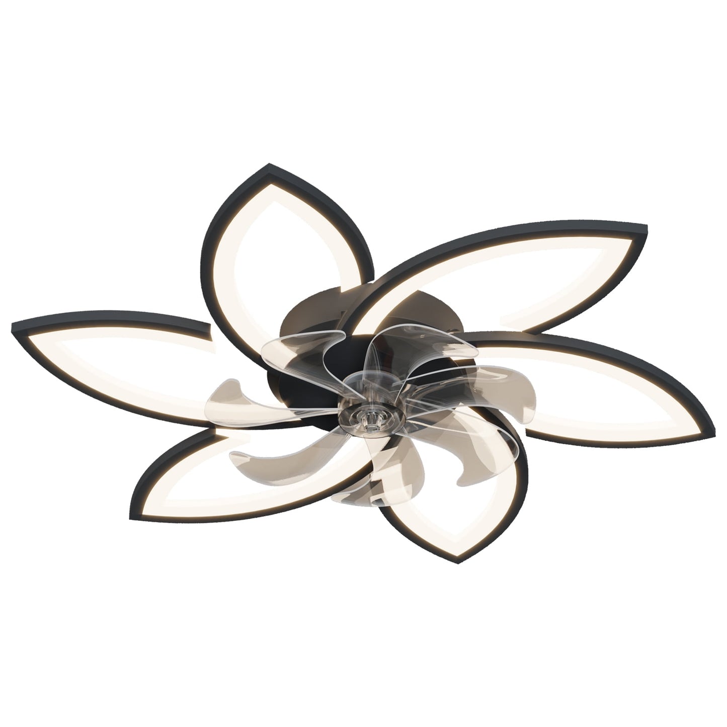 COOKCOK 30.7In Modern Low Profile Ceiling Fans with Dimmable Led Light, Flower Shape Ceiling Light Fan with Remote Control/app Control, Timing 6 Gear Speeds Fan Ceiling Lamp