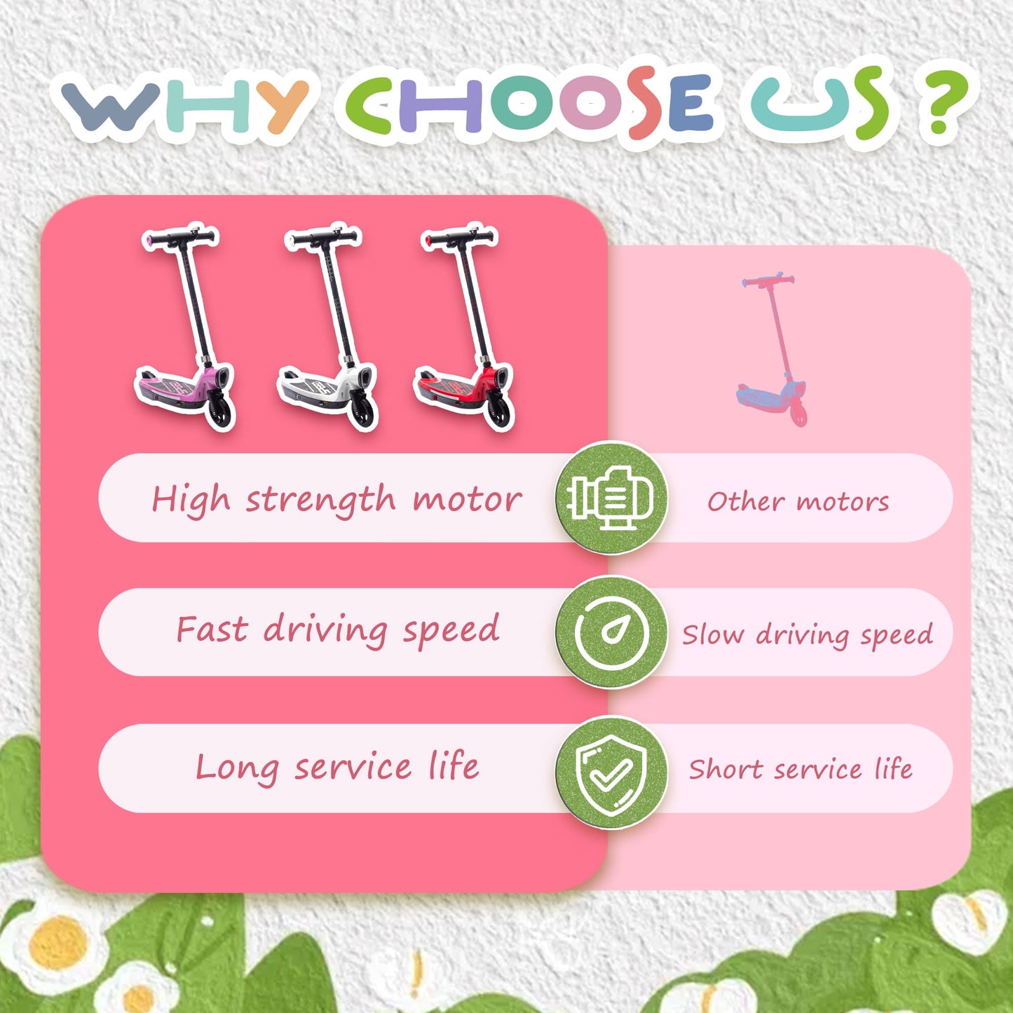 Track Seven 12V Electric Scooter for Kids, Front Big Light, Colorful Lights, Bell, 6.5" Wide Pedal, Rear Wheel Brake, Max 6.84MPH, Kids Electric Kick Scooters for Teens Boys Girls Aged 6+, Pink