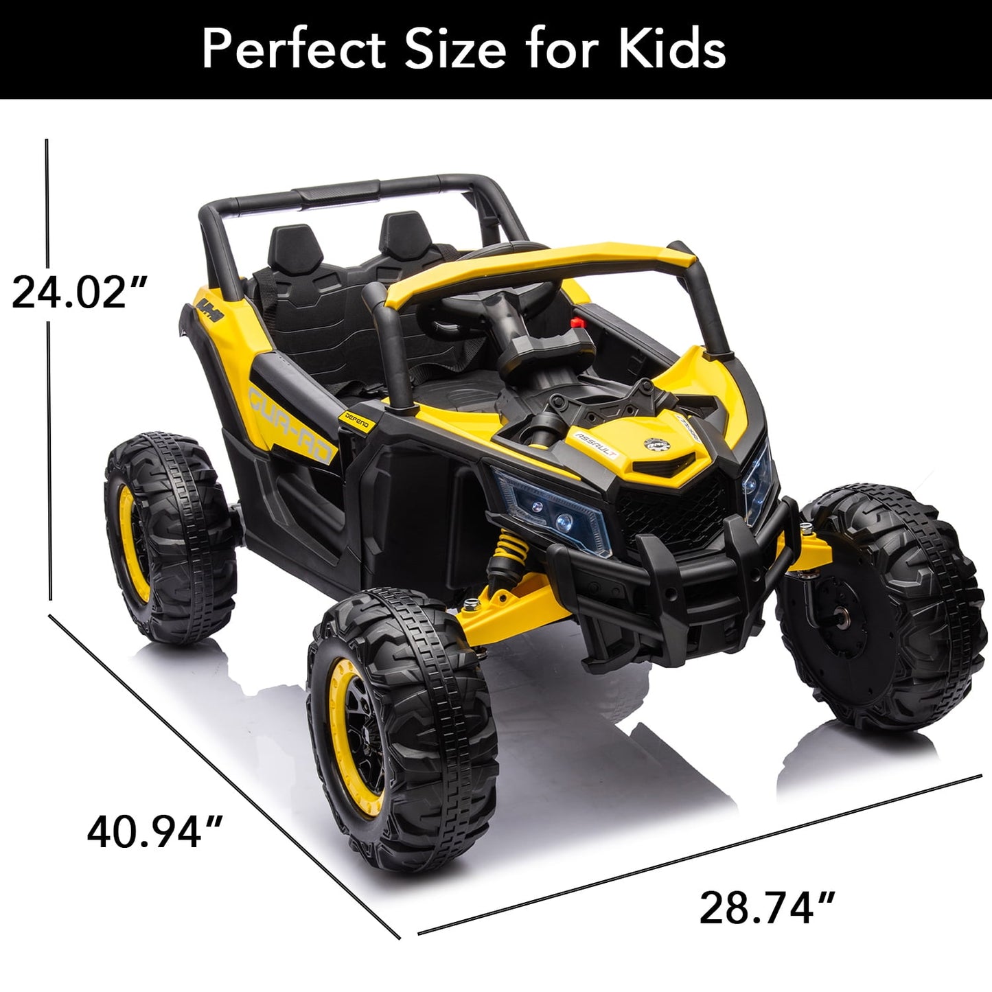 LISUEYNE 12V Kids Ride on UTV, Off-Road Truck, Electric Car for Boys Girls Age 3+, Kids Ride on Car with Remote Control, Music Player, Lights, Yellow