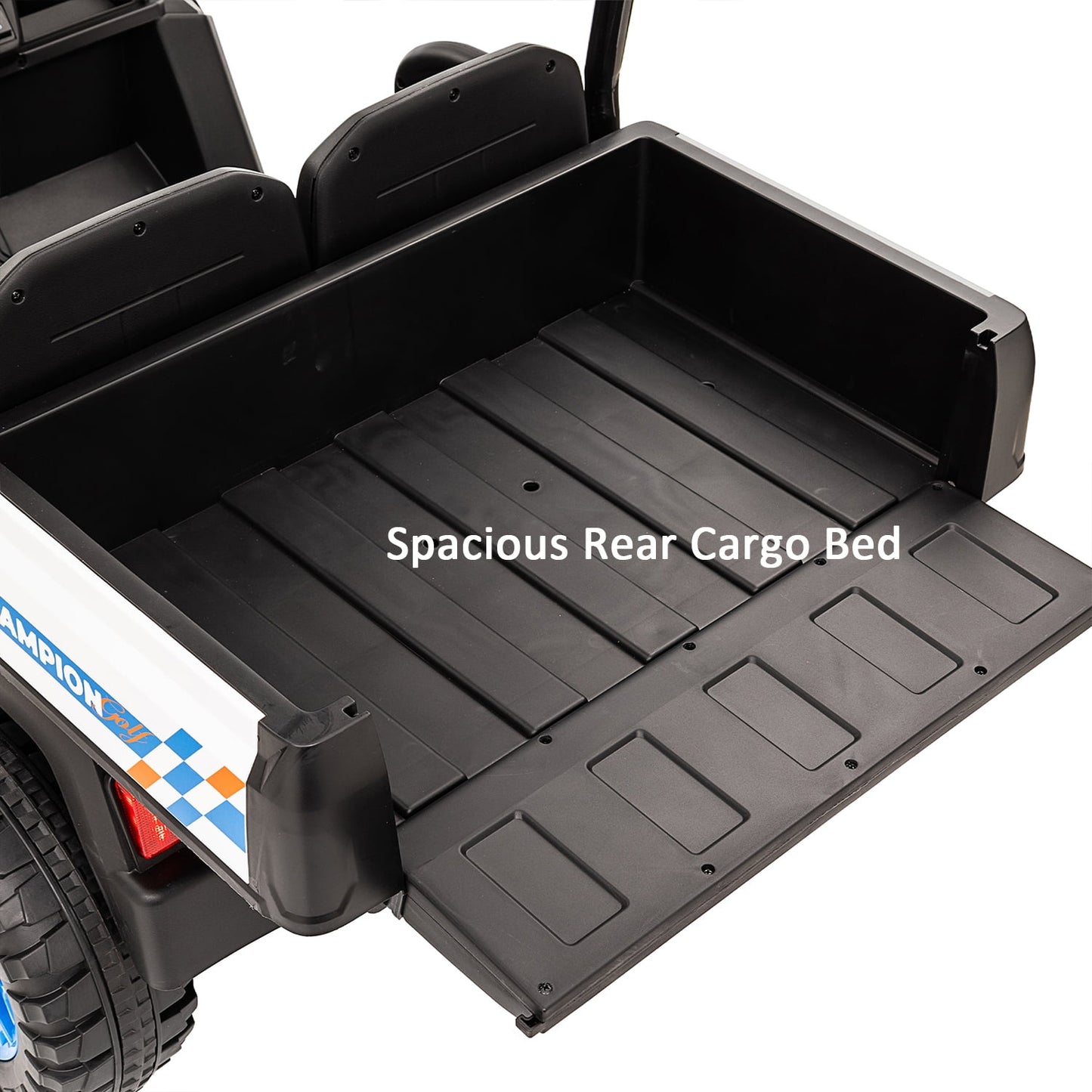 Track Seven 2-Seater 24V Ride on Car, Electric off-Road Truck with Remote Control, Removable Sunshade, Bluetooth, Rear Storage, 20" Wide Seat, Ride on Toy Car for Boys Girls Aged 3+, Blue