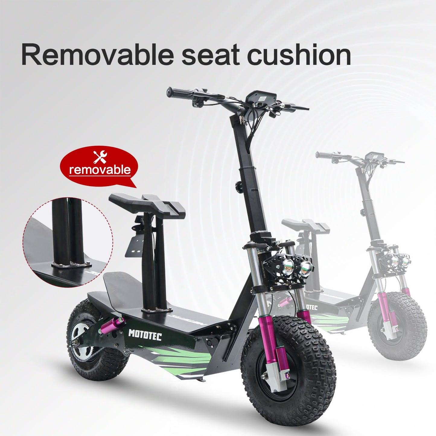 LISUEYNE Adults Electric Scooter with Seat, Folding Electric Scooter, 2500W Motor up to 30MPH & 28 Miles, Commuting Scooter w/Front&Rear Brake, Headlights