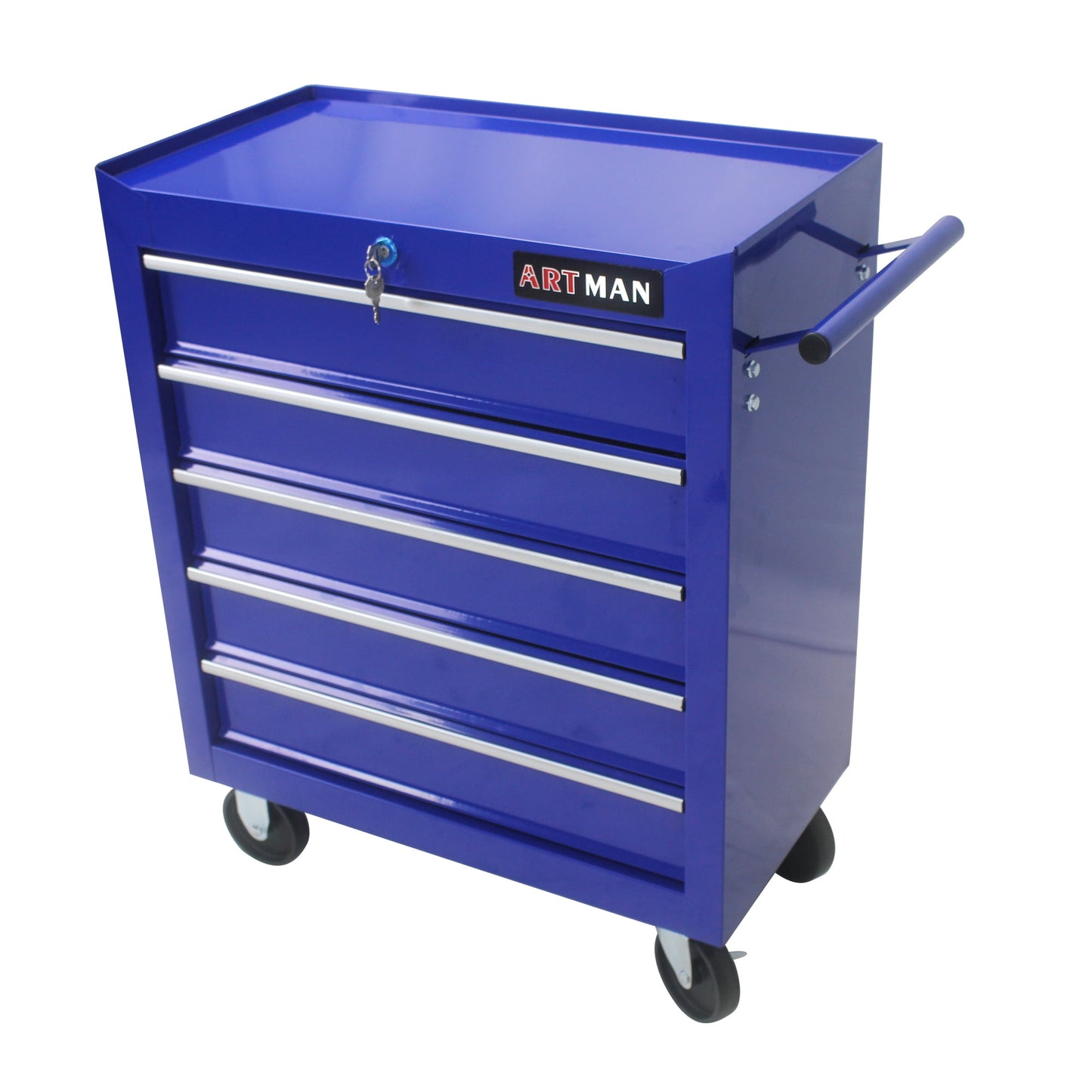 COOKCOK 5 Drawers Multifunctional Tool Cart, With Wheels,lockable, Steel, 24.25"L x12.99"W x 29.33"H, Blue