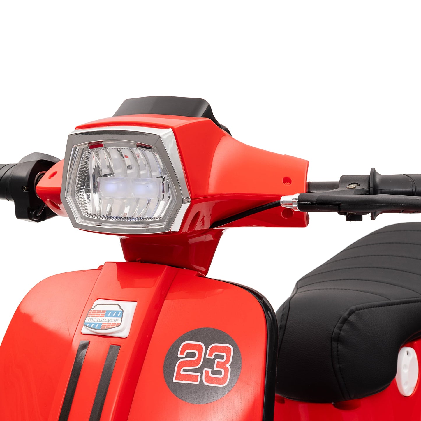 Track Seven 24V Ride on Motorcycle 250W Electric Motorcycle, Max Speed 10 Mph, Twist-Grip Throttle, 2 Speeds, MP3 Player, Bluetooth, Ride on Toy Car for Boys Girls Age 8+, Red