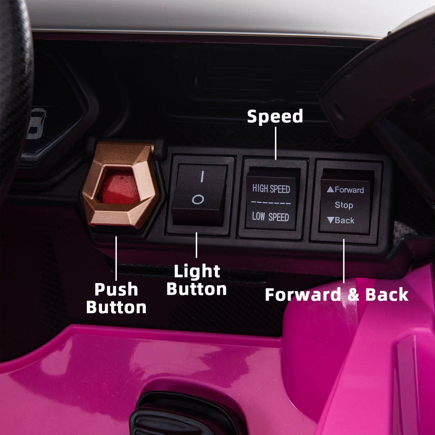 LISUEYNE Kids Ride on Car, 12V Lamborghini Sian Electric Car for Boys Girls, Remote Control, Pink