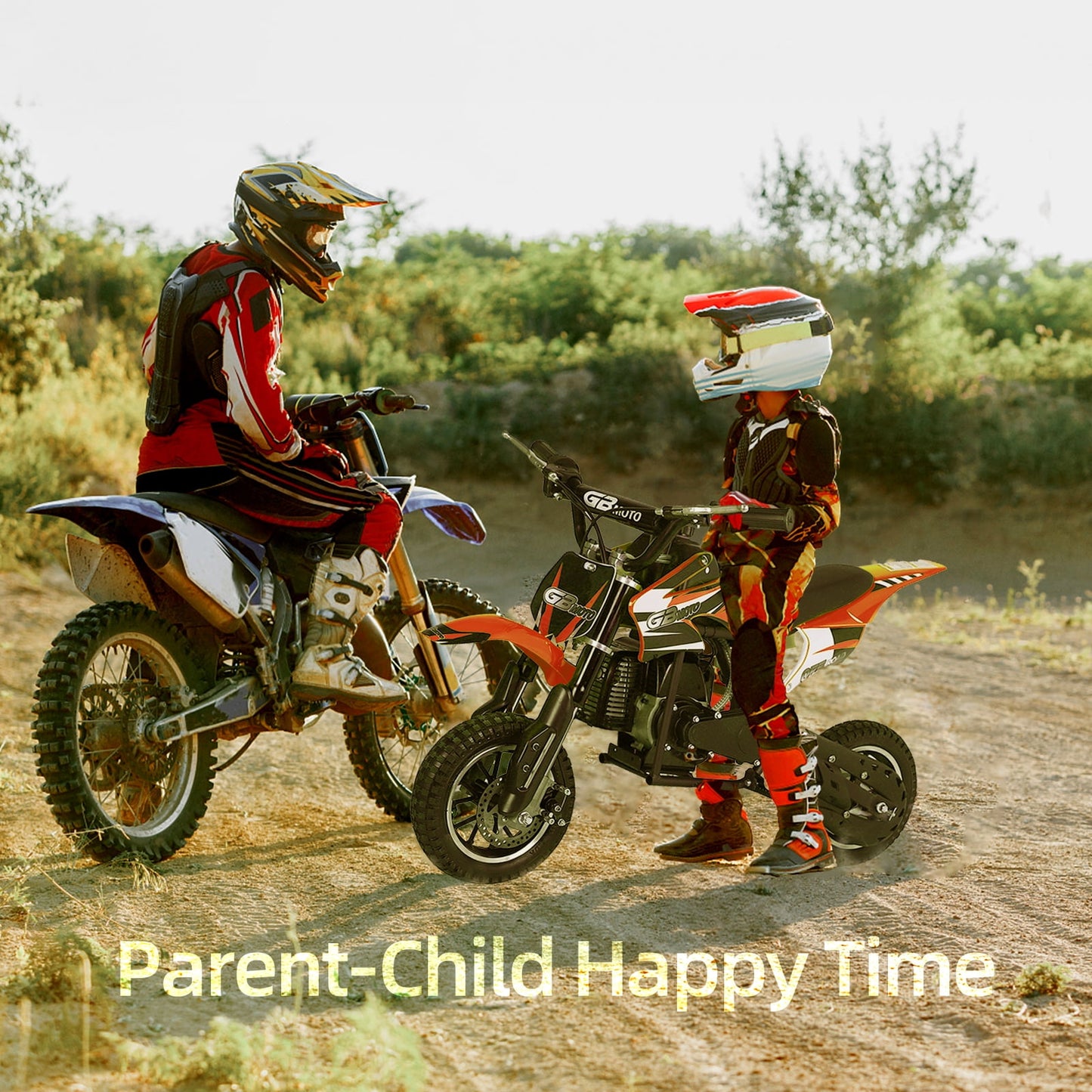 Track Seven 49CC 2-Stroke Kids Dirt Bike, Off Road Gas Motorcycle, Up to 20Mph, Gas Dirt Bike w/Rear Suspension, Pull Start, Front & Rear Disc Brake, Red