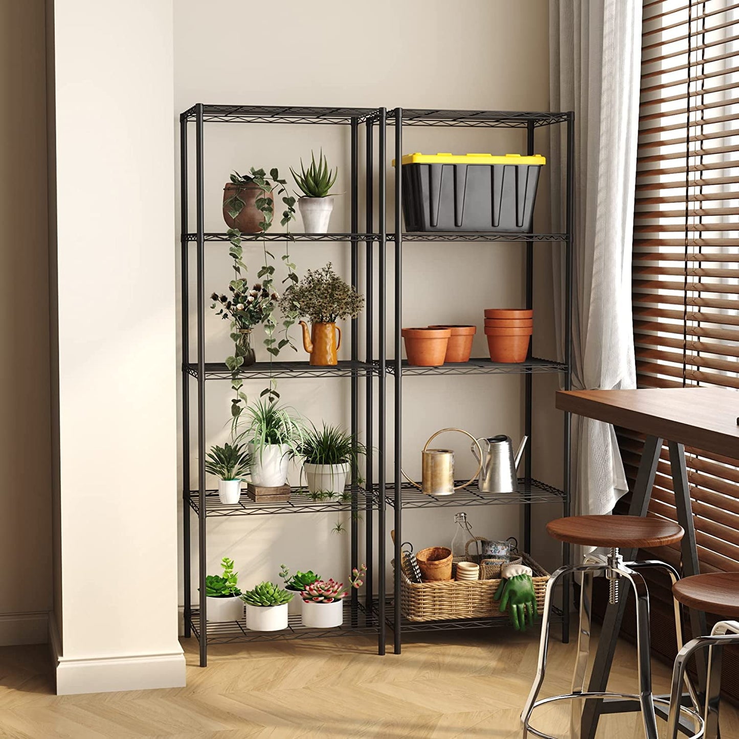 COOKCOK 5-Tier Wire Shelving Unit, 21.2"x 11.42"x 59.1" Storage Shelf, Metal Shelf, Wire Rack Shelving for Home Kitchen Bathroom Garage Pantry Organization, 550lbs Capacity, Black