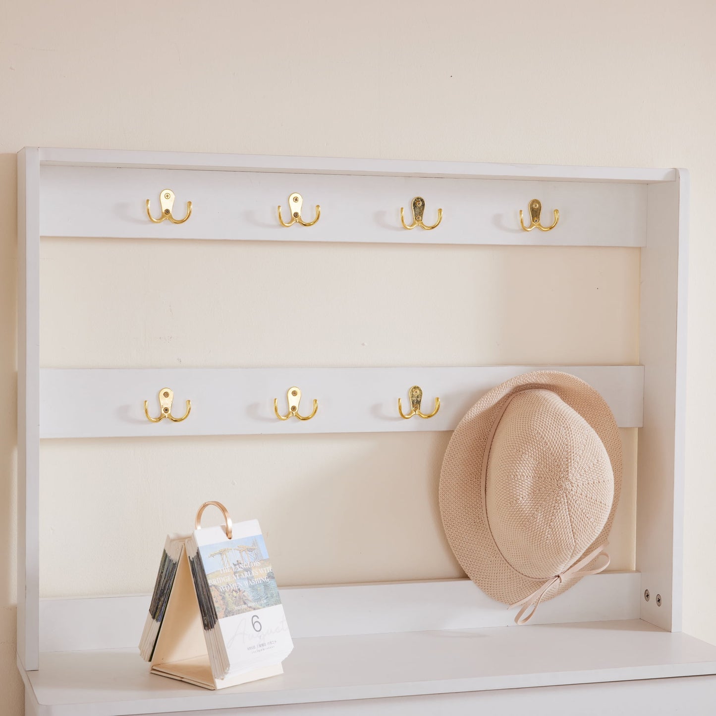 COOKCOK 3-Tier Flip Drawer Shoe Cabinets, Hat Coat Rack with Shoe Storage, Entryway Bedroom Armoire, Shoe Cabinet with Open Storage, White