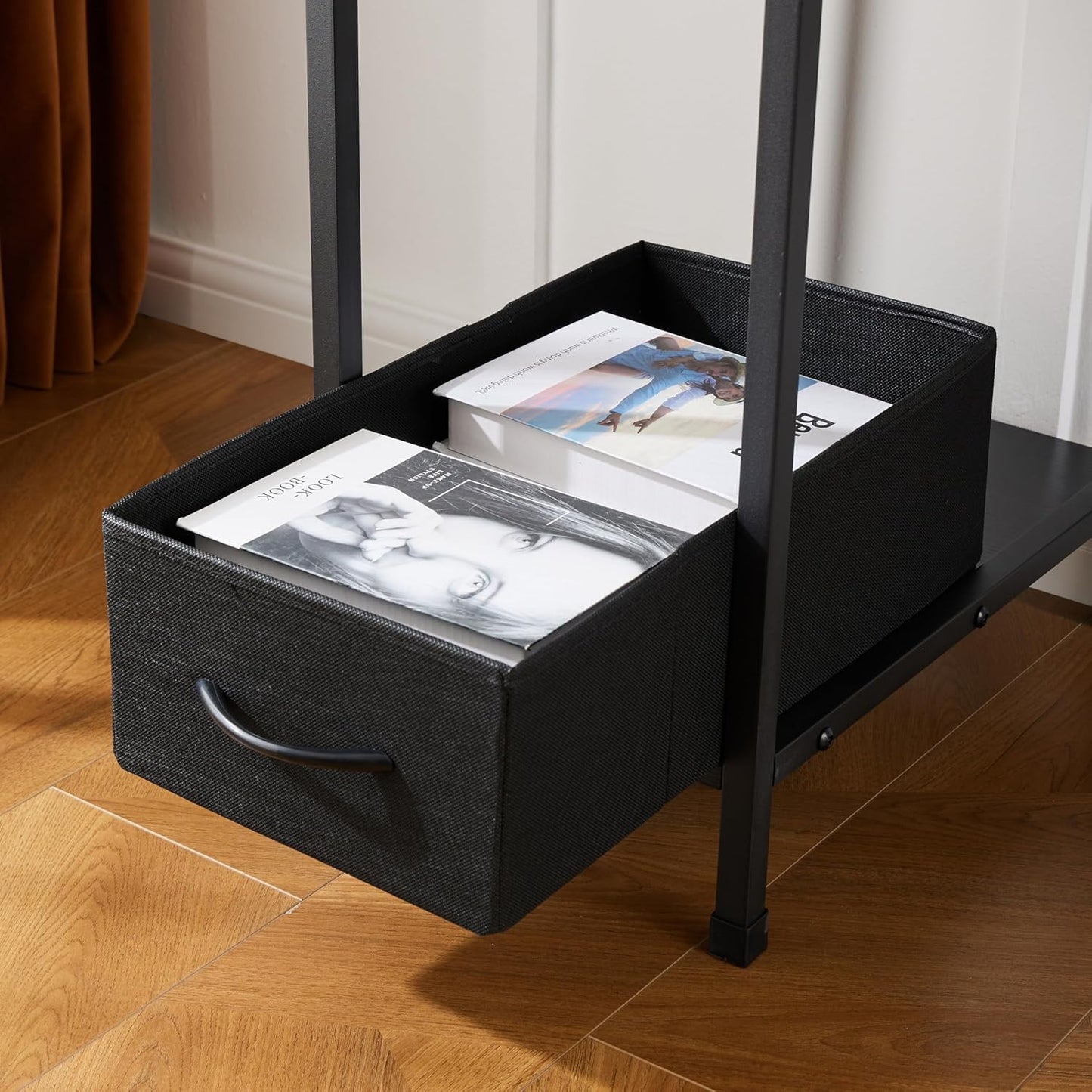 COOKCOK 47 inch Computer Desk with Storage, Home Office Adult Lap Desks with Shelf, Bedroom, Living Room