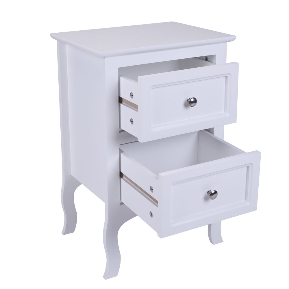 COOKCOK Nightstand with Drawer, Small Side Table with 2 Drawers, Bedside Furniture, Night Stand, End Table for Bedroom, Living Room