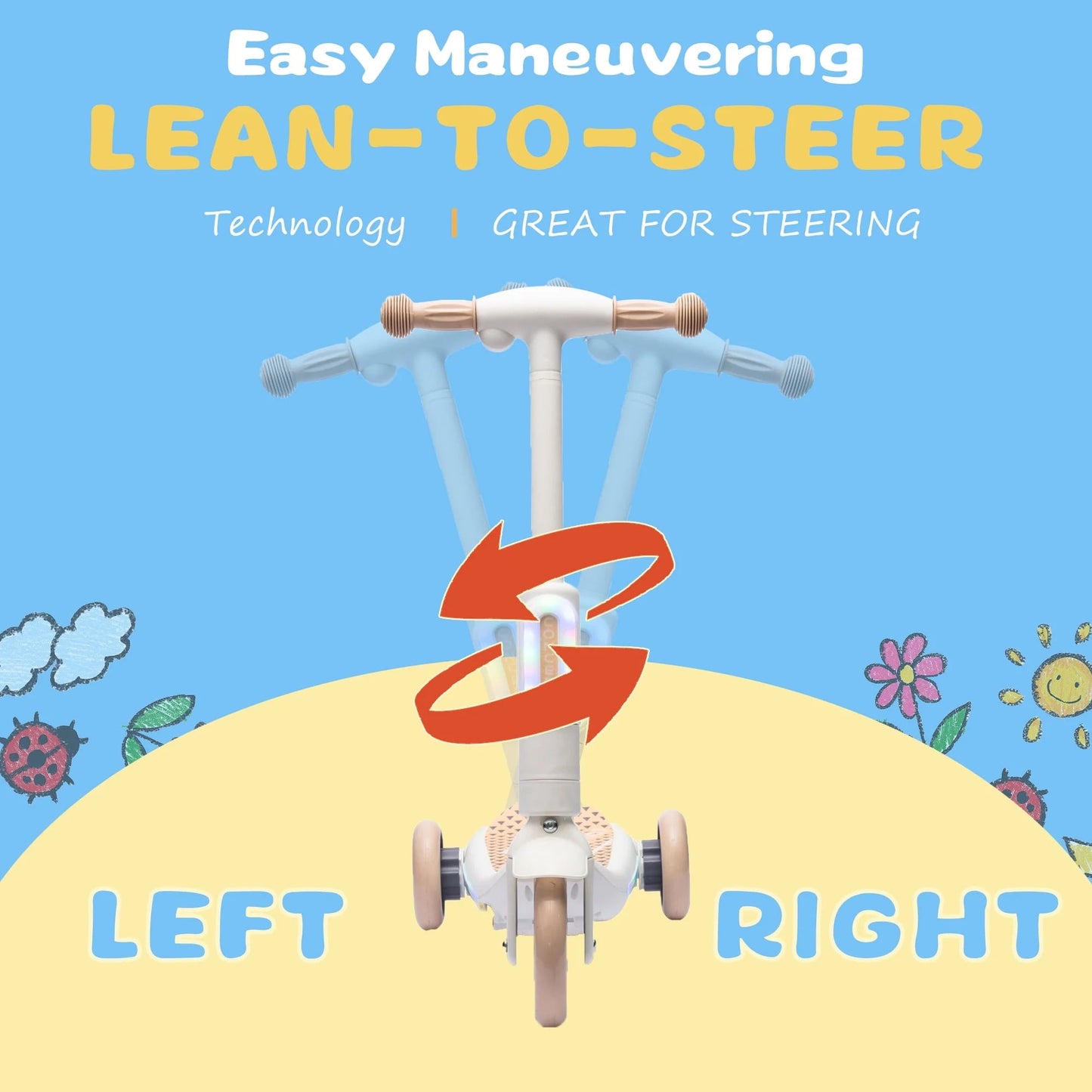 Track Seven Electric Scooter for Kids, 3 Wheels Kids Kick Scooter with Spray, LED Lights, PU Wheels, Wide Pedal, Music, Independent Light Switch, 6V Scooter for Boys Girls Toddlers Ages 3-6, White