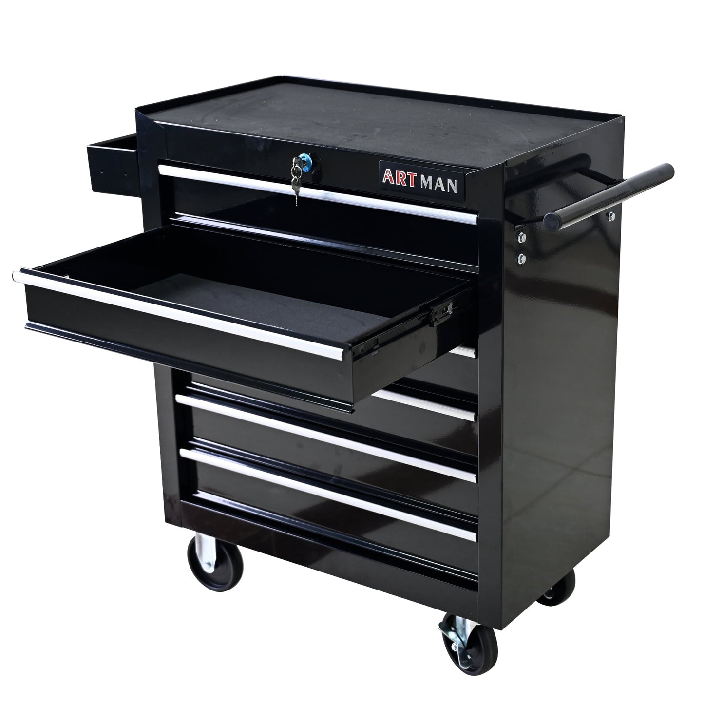 COOKCOK 6-Drawers Tool Cabinets On Wheels, Rolling Tool Chest With Drawers, Craftsman Tool Box With Keyed Locking System, Tool Storage Organizer For Warehouse, Garage, Workshop, Black