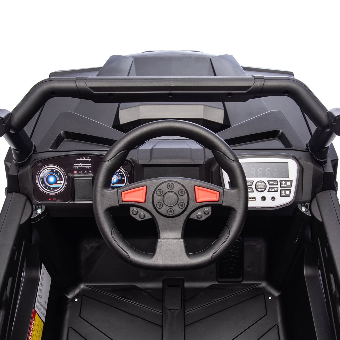 Track Seven 24V Ride on Car, 2WD Electric Off-Road UTV Truck w/ 400W Motors, Remote Control, Large Seat, Bluetooth, Lights, Power Display, Portable Handle, Electric Car for Boys Girls Aged 3+, Black