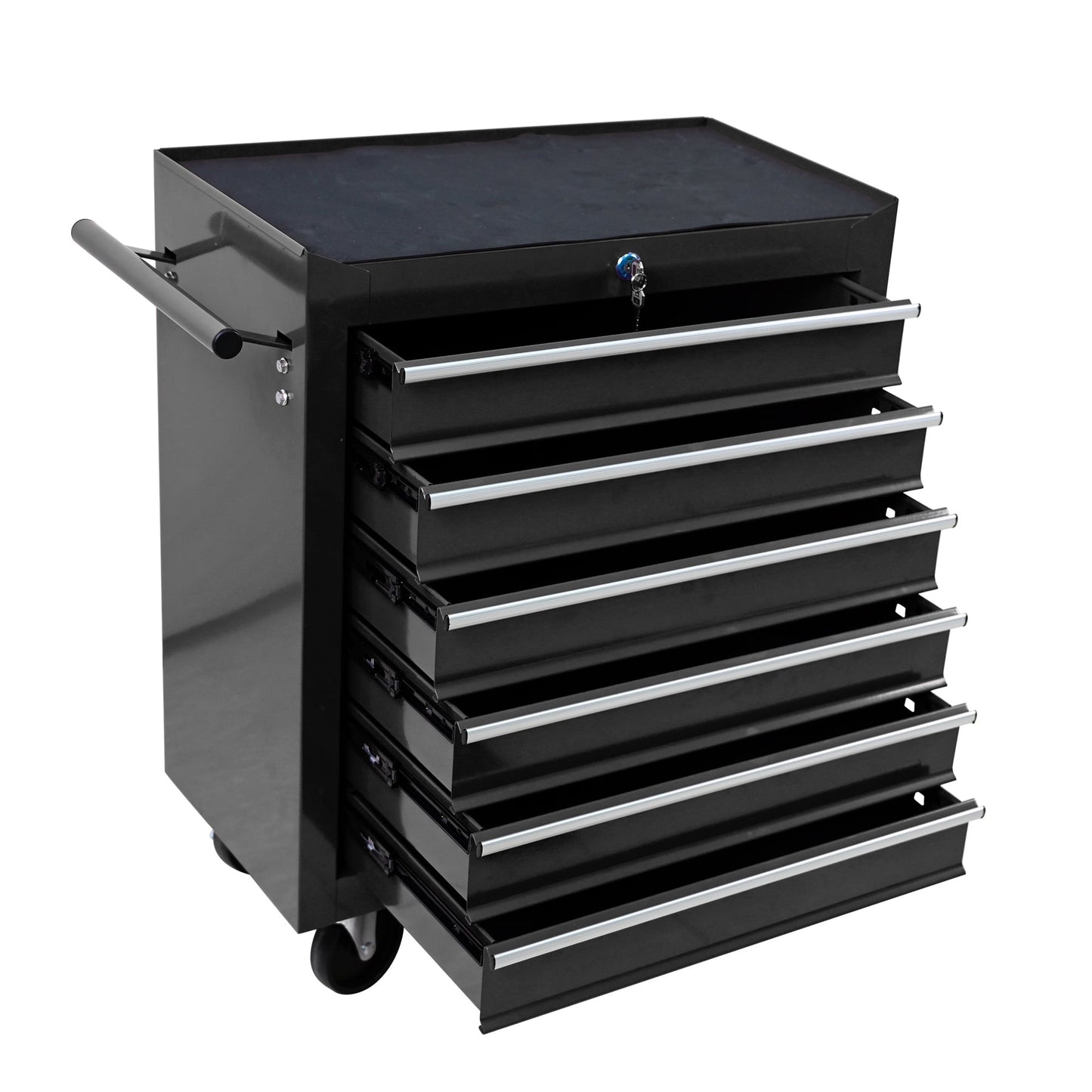COOKCOK 6-Drawers Tool Cabinets On Wheels, Rolling Tool Chest With Drawers, Craftsman Tool Box With Keyed Locking System, Tool Storage Organizer For Warehouse, Garage, Workshop, Black