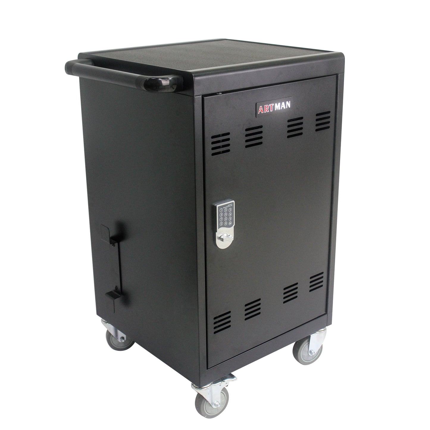 COOKCOK Mobile Charging Cart and Cabinet for Tablets Laptops 30-Device With Combination Lock, Black