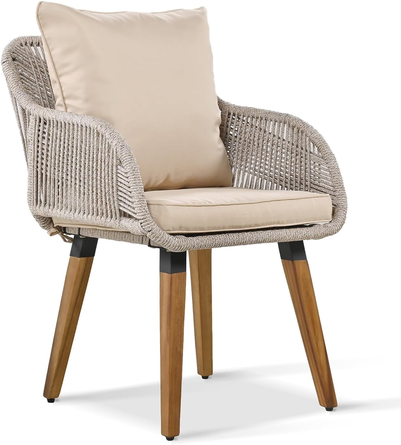 COOKCOK 5 Pieces Patio Furniture Chair Sets, Balcony Furniture Sets with Wicker Cool Bar Table, Wicker Chairs with Ottomans, Outdoor Chairs Set for Backyard, Balcony, Poolside, Brown