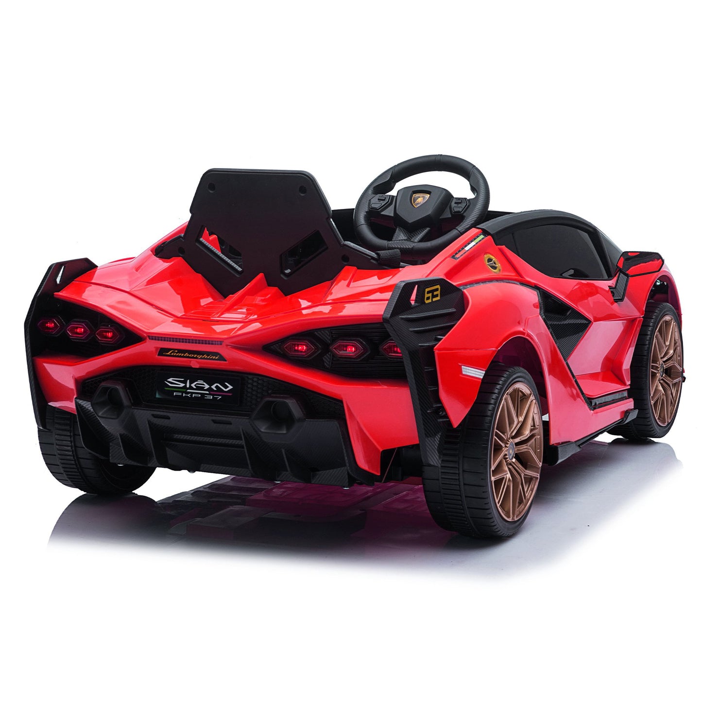 LISUEYNE Kids Ride on Car, 12V Lamborghini Sian Electric Car for Boys Girls, Remote Control, Red
