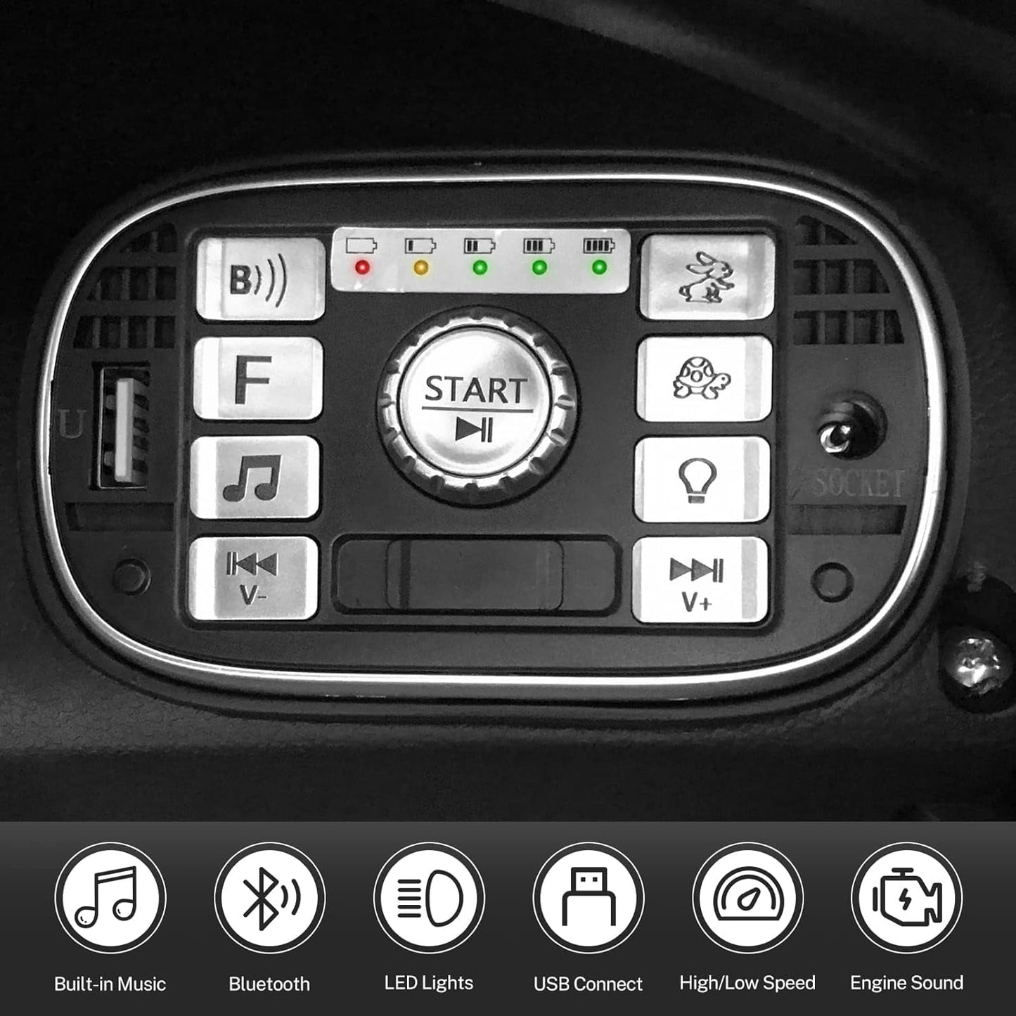 Track Seven 12V Kids Ride on Car, Licensed Aston Martin Electric Car for Boys Girls Age 3+, Remote Control, Music, USB, Portable Handle, White