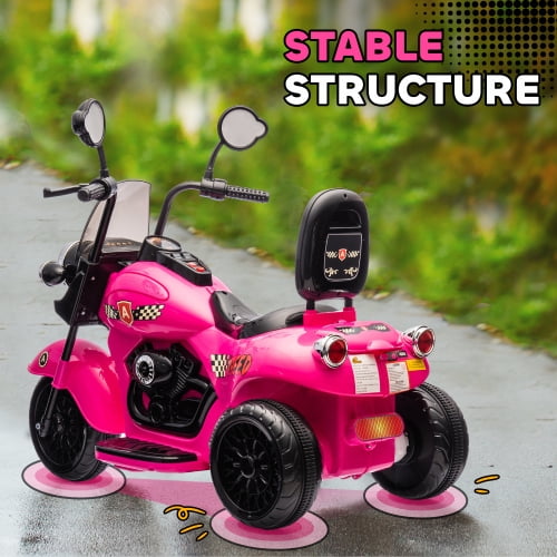 Track Seven Electric Motorcycle for Kids 2-6 Years with 3 Wheels, 70lbs Ride on Motorcycle with Headlights, Music, Forward & Reverse,6V Ride on Toy, Gift for Boys and Girls, Pink