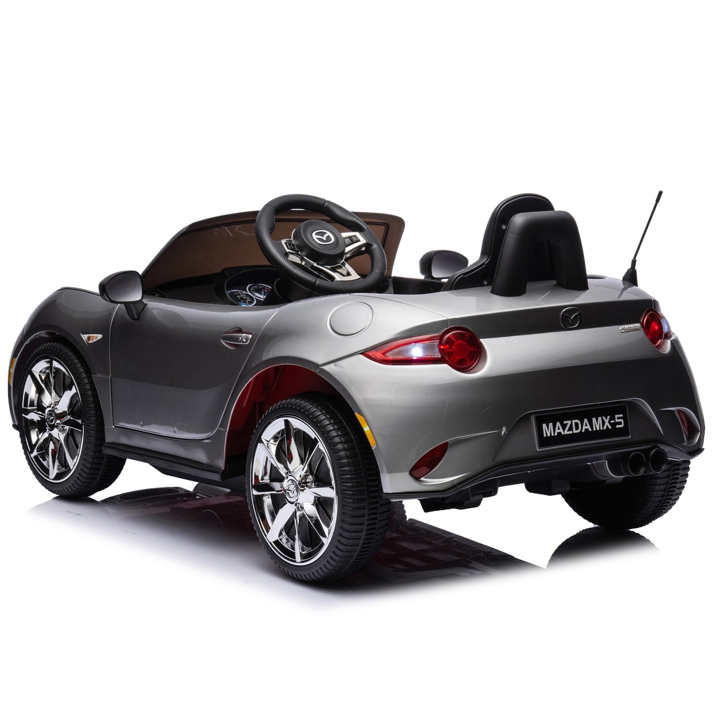 LISUEYNE 12V Kids Ride on Car w/Remote Control, Licensed MAZDA MX-5RF Electric Car for Boys Girls Age 3+, Rocking Car, Music, Grey