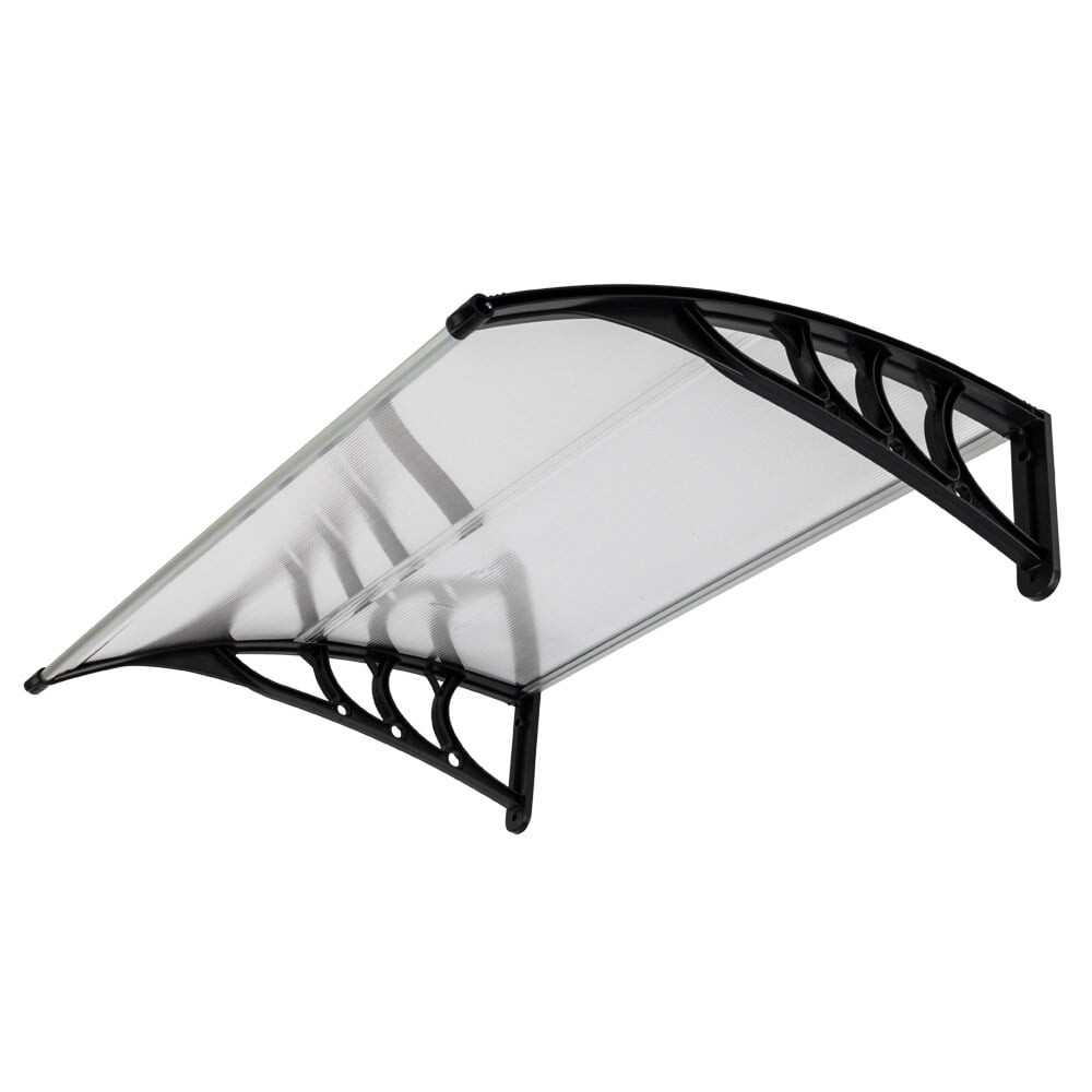 COOKCOK Window Awning Door Canopy, 30"x 40" Window Awning Overhead Door Modern Polycarbonate Cover Outdoor Front Door Patio Canopy UV Rain Snow Sunlight Protection Hollow Sheet/Black