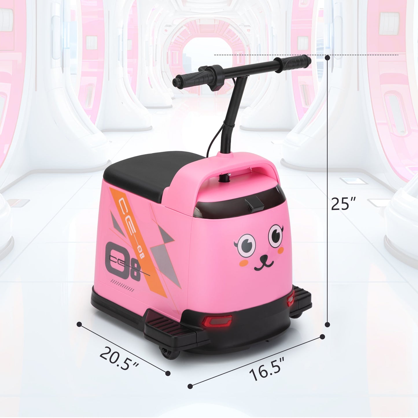 Track 7 12V Ride on Car, Kids Ride on Box, Electric Box Car with High-Low Speeds, Variable Speed Throttle, MP3, USB, Storage, Max Speed 5mph, Pink