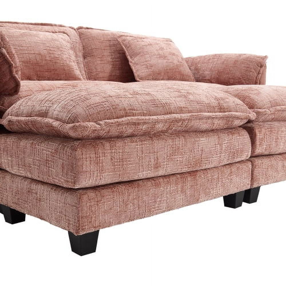 COOKCOK Deep Seat Loveseat with 2 Ottomans, Sectional Loveseat Couch Modular Sofa, Modern Double Layer Upholstered Loveseat Sofa, 2 Deep Seater Couch for Living Room, Gray