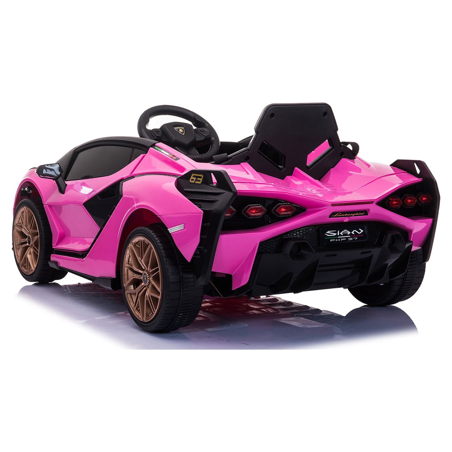 LISUEYNE Kids Ride on Car, 12V Lamborghini Sian Electric Car for Boys Girls, Remote Control, Pink