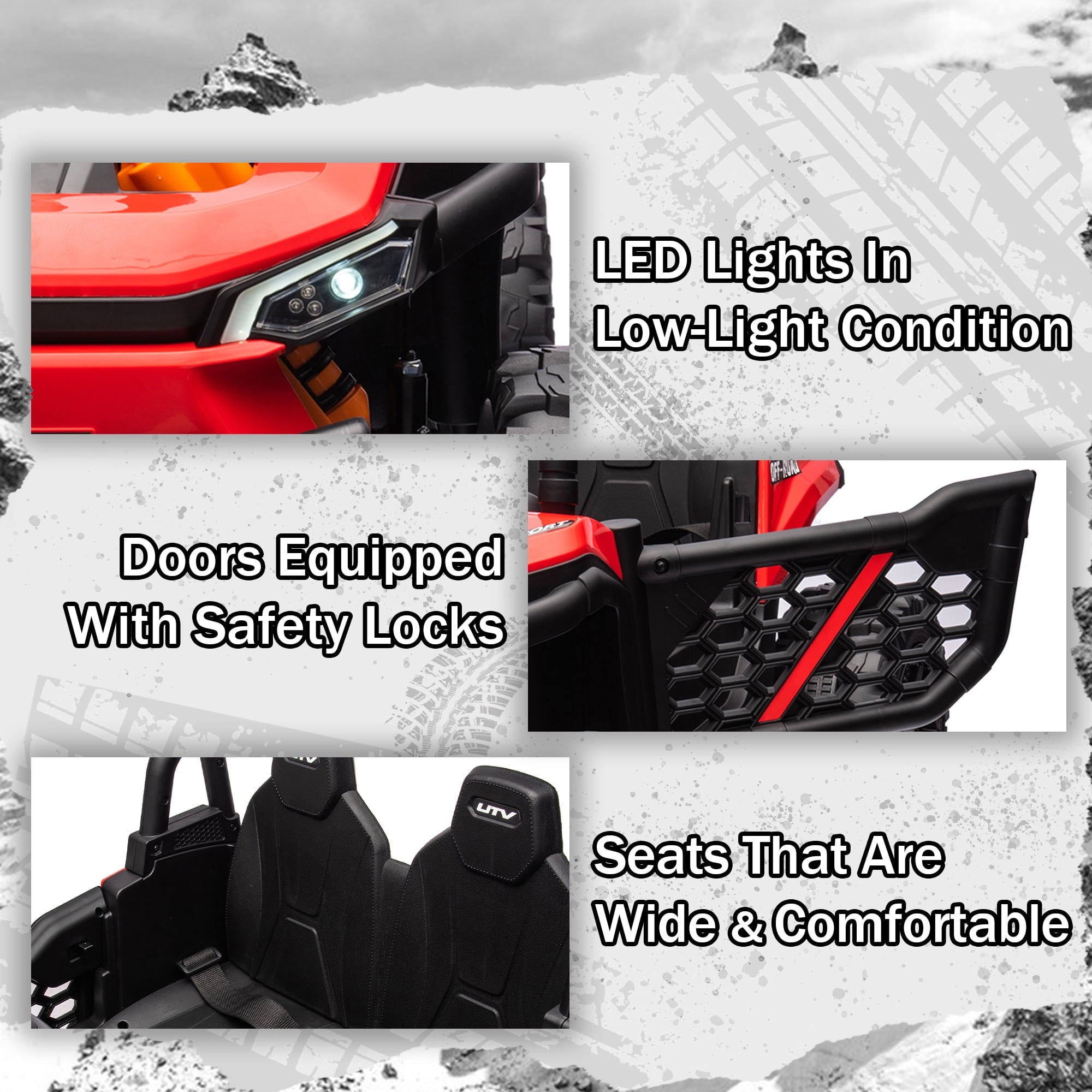 SUSIELADY 24V Kids Ride on Car, Off-Road Electric UTV, 4 Wheel Suspension, with Parental Remote Control, Bluetooth, Rear Storage, for Kids Aged 3+