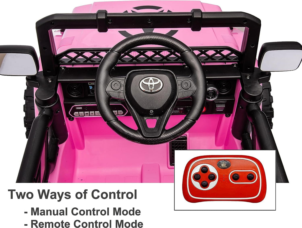 Track 7 Kids Ride on Truck, 12V Licensed Toyota FJ Cruiser Electric Car for Kids Age 3+, Ride on Car w/Remote Control, Power Display, Music, Pink