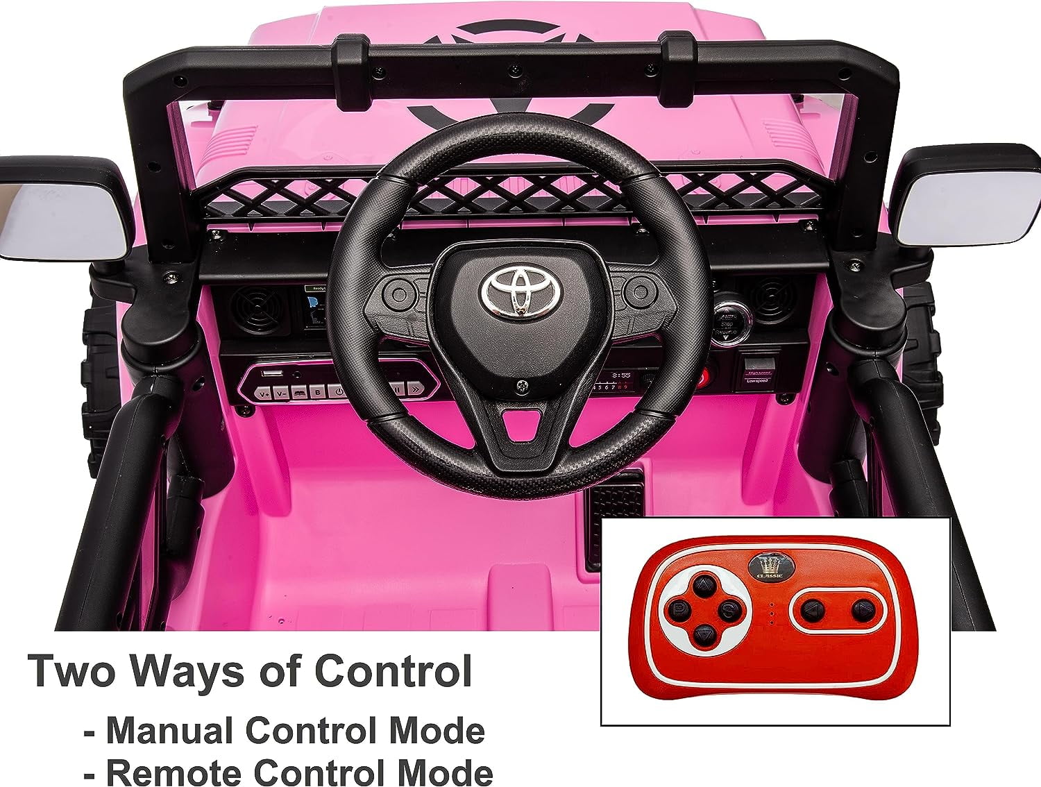 Track 7 Kids Ride on Truck, 12V Licensed Toyota FJ Cruiser Electric Car for Kids Age 3+, Ride on Car w/Remote Control, Power Display, Music, Pink