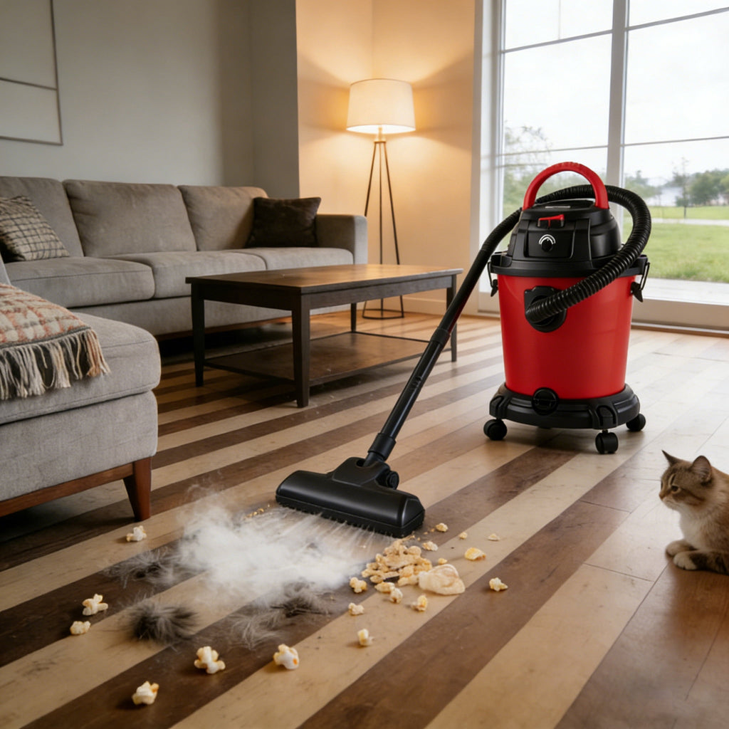 COOKCOK 5 Gallon Wet/Dry Shop Vacuum, 4.3 Peak HP Stainless Steel Professional Vacuum Cleaner with Blower Function, 3-in-1 Heavy Duty Shop Vac for Home, Garage, Workshop and Jobsite