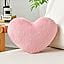 COOKCOK Heart Pillow, Pink Throw Pillows for Bed Couch, 20" x 15" Cute Faux Rabbit Fur Medium Pillow for Women Valentine Anniversary Fall Halloween Christmas Home Decor