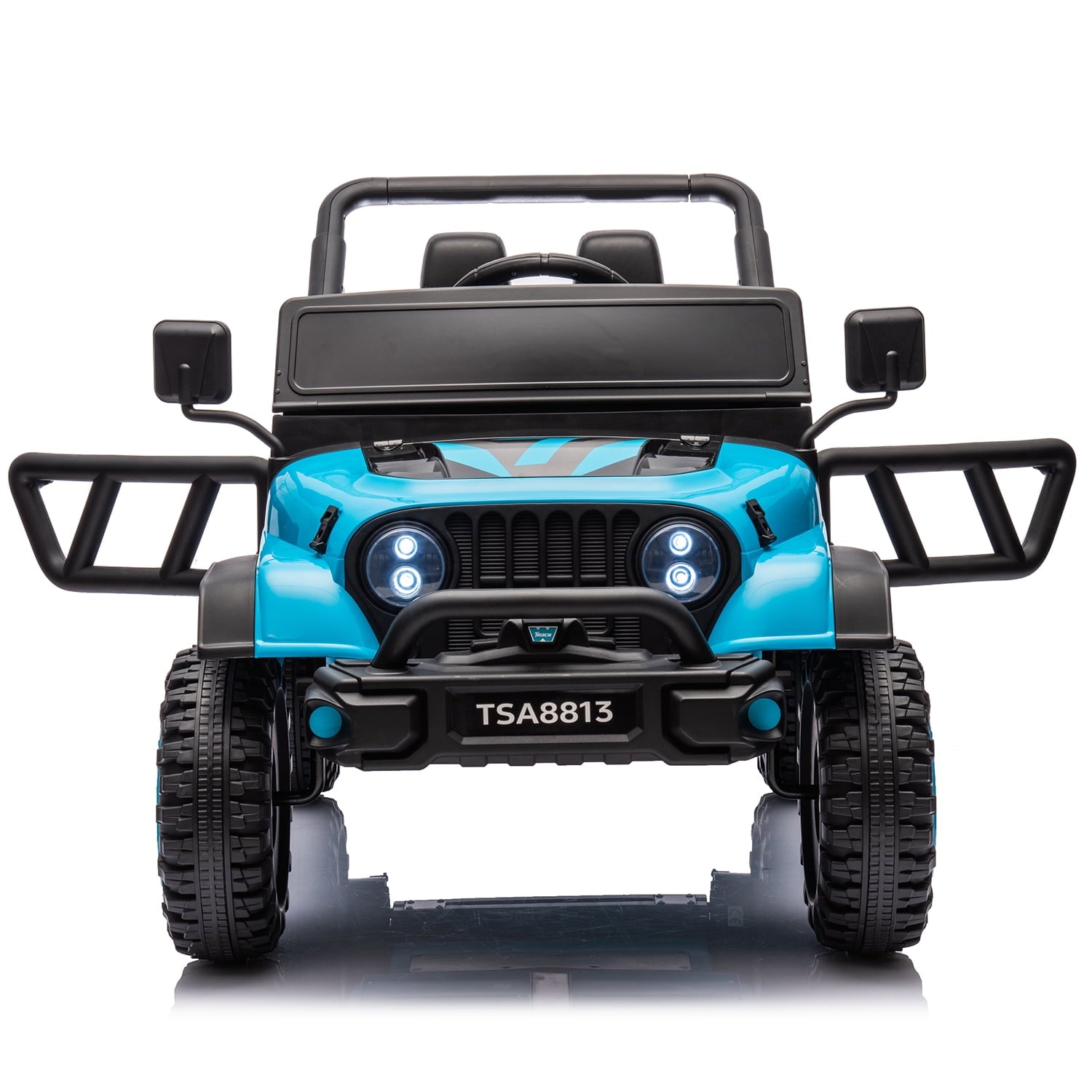 Track 7 24V Ride on Truck, Electric Car for Boys Girls, Ride on Car with Remote Control, Music, Bluetooth, Lights, Spring Suspension, Blue