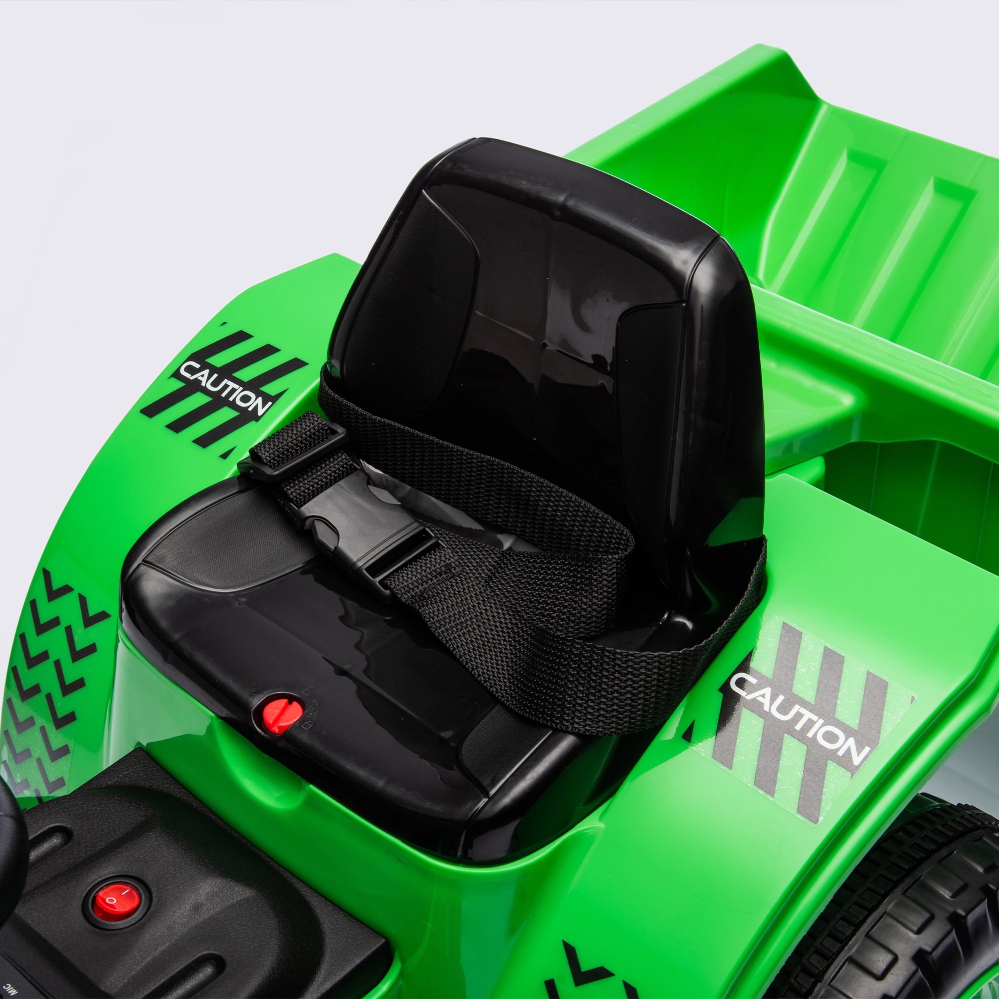 Track 7 12V Kids Ride on Tractor, Black Knight Electric Tractor, with Non-Skid Tires, Removable Storage Tug, LED Light, Music, MP3, Power Display for Kids Aged 3+, Green