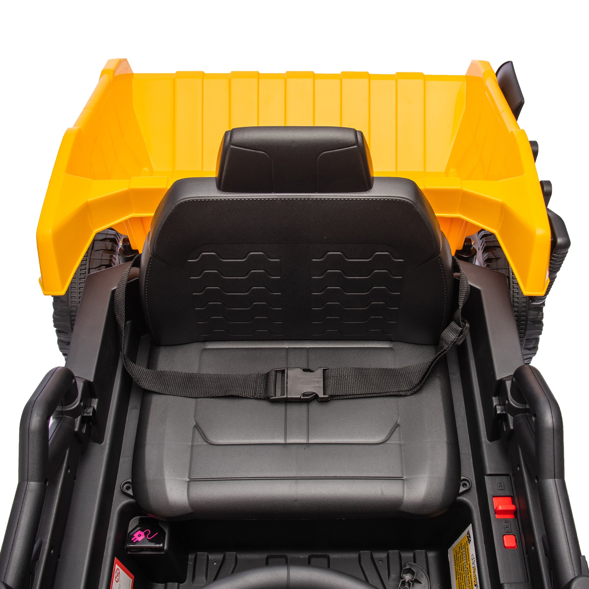 Track 7 12V Electric Ride-On Dump Truck, Parental Remote Control, 2WD Rear-Wheel Suspension, Electric Dump Bed & Bonus Shovel, Bluetooth Multimedia, Adjustable Volume & Speed, LED Lighting, Yellow