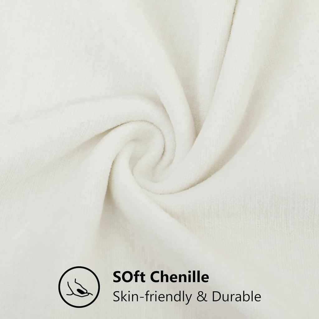 COOKCOK Chenille Black Throw Pillow Covers 18x18 Inch Set of 2, Decorative Soft Couch Pillow Covers Solid Dyed Accent Farmhouse Neutral Square Pillow Cases for Sofa Bed Living Room, Cream White