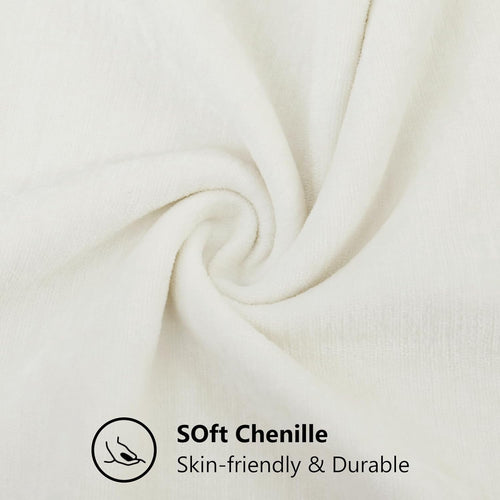 COOKCOK Chenille Black Throw Pillow Covers 18x18 Inch Set of 2, Decorative Soft Couch Pillow Covers Solid Dyed Accent Farmhouse Neutral Square Pillow Cases for Sofa Bed Living Room, Cream White