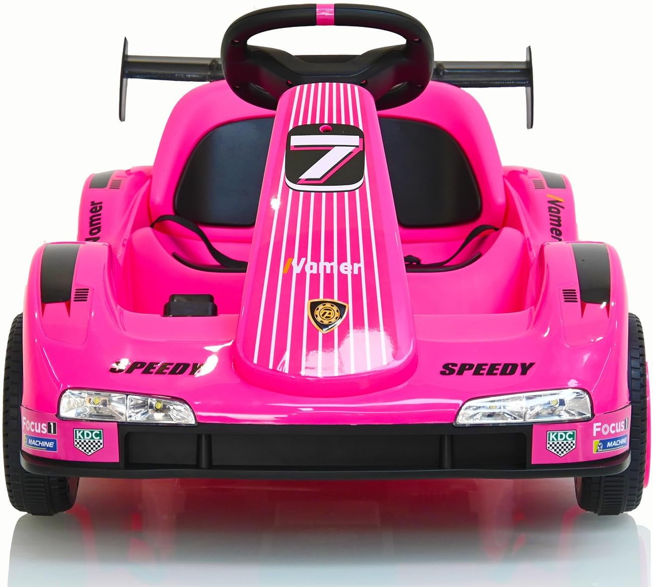 Track 7 12V Electric Go Kart for Kids, 4 Wheeler Pedal Car for Boys Girls, Dual Drive Ride on Car Toys for Toddlers Kids 3-6 w/Parent Remote Control, 3-Point Safety Belt, Pink
