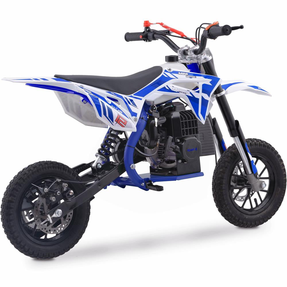Track 7 52CC 2-Stroke Mini Kid Dirt Bikes, W/EPA Approved Gas Powered Engine, Upgrade Tires, Speed Up 20 Mph Weight Support 165 LB, Dual Disc Brake, Kill Switch, Blue