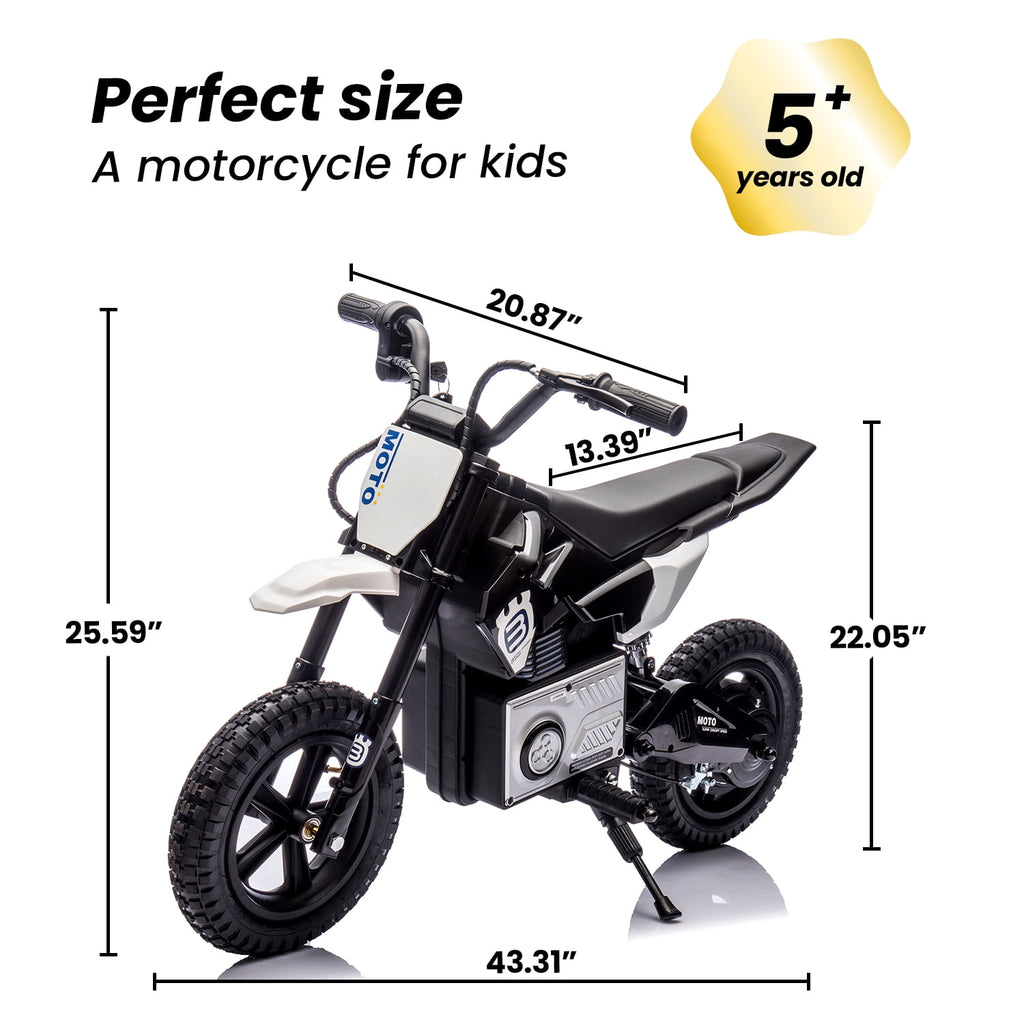 Track 7 24V Ride on Motorcycle, 200W Motocross Electric Dirt Bike with Hand Operated Brakes, Adjustable Speed, LED Lamp, Music, Max Speed 10mph, Electric Motorcycle for Kids Age 5+, Red