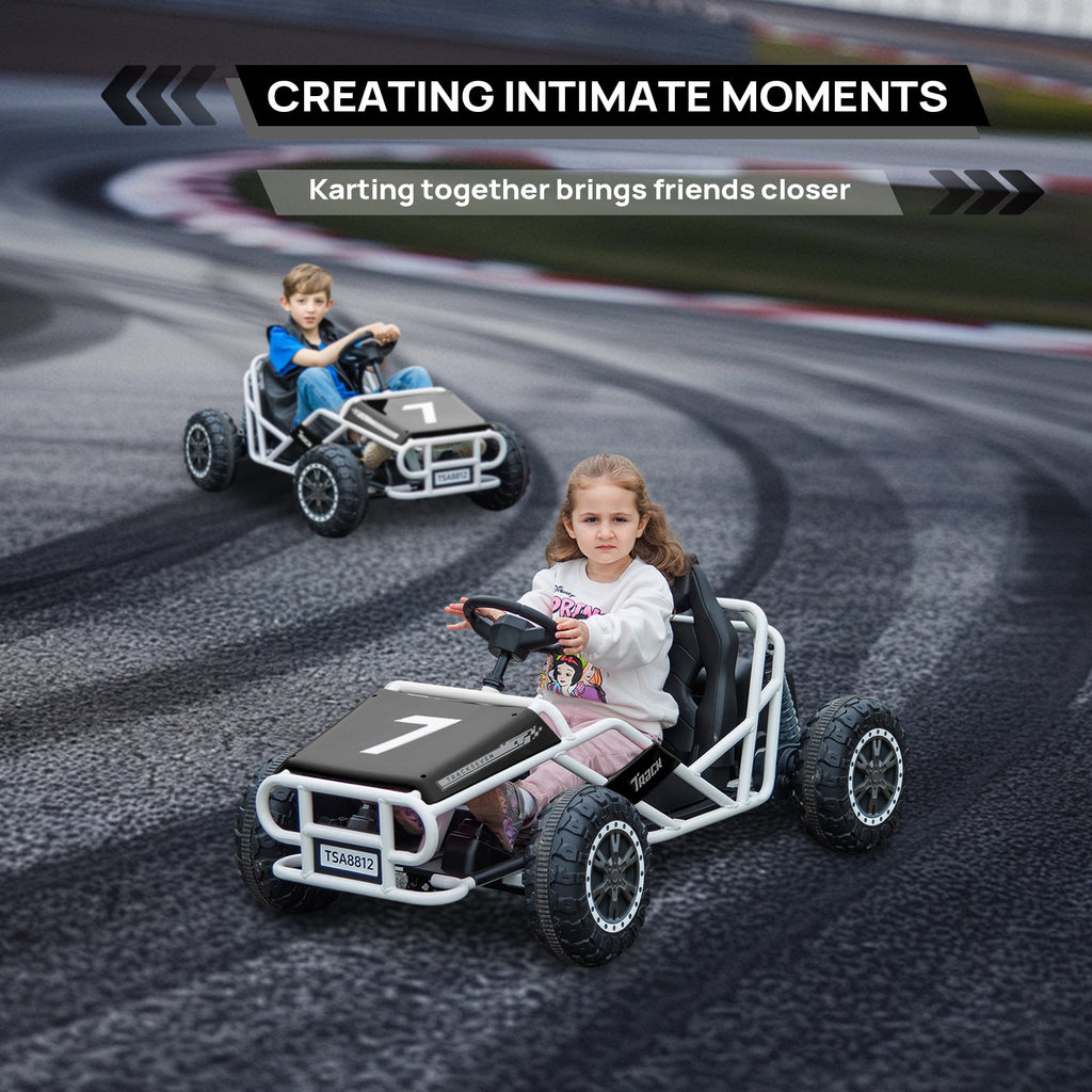 SUSIELADY 24V Kids Ride on Car, Electric Go Kart, Racing Go Kart, with Brake Foot Pedal, Durable Full Steel Frame, Speed Up to 7 MPH, for Kids Aged 6 +