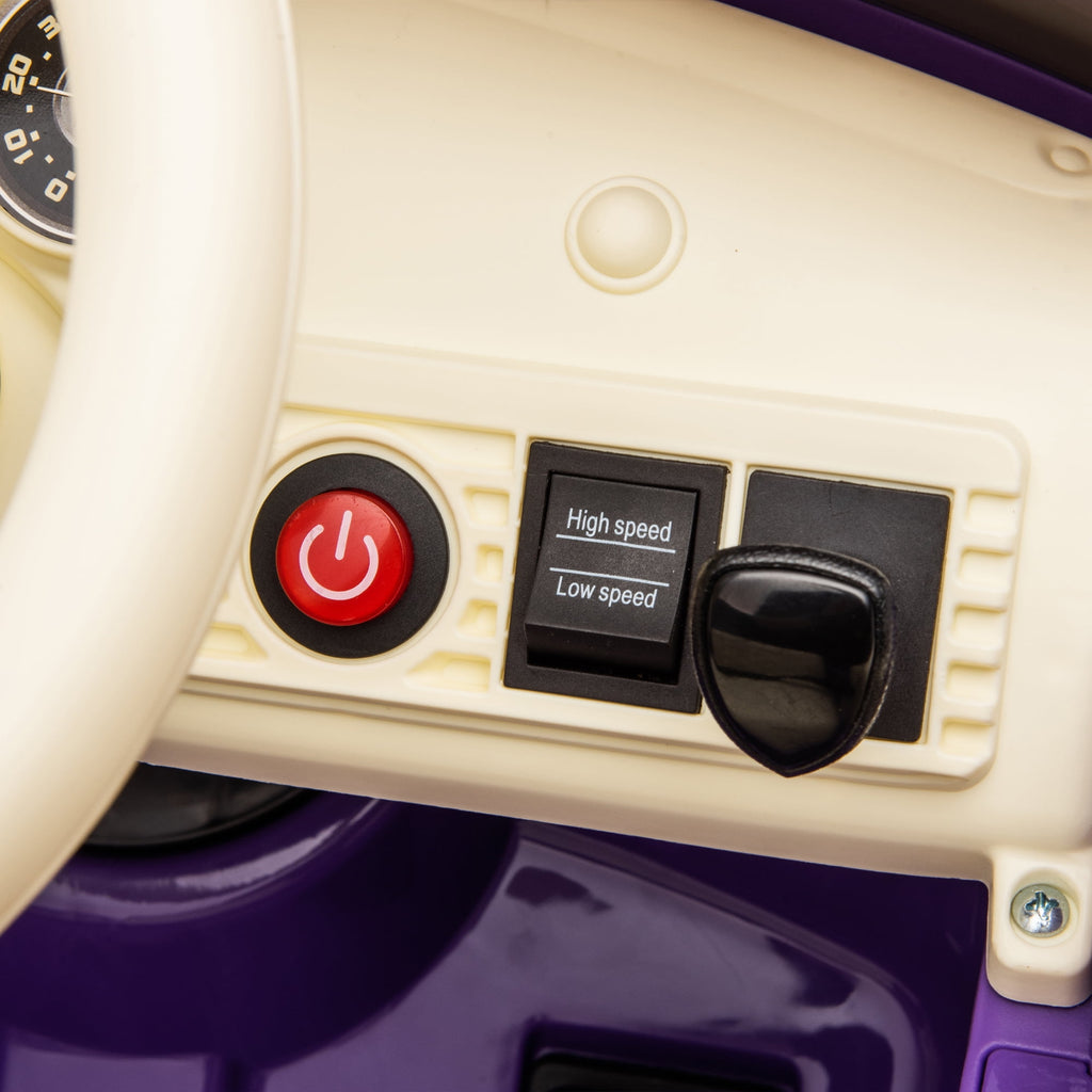 Track 7 12V Ride on Car, Licensed Chevrolet 3100 Pickup Electric Car, Remote Control, Vintage Style, 3 Speeds (Up to 3.11 MPH), LED Lights, Bluetooth, USB, Storage Spac for Ages 3+, Purple